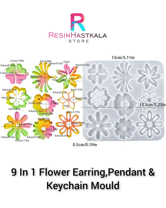 9 In 1 Flower  Earring,Pendant & Keychain Mould