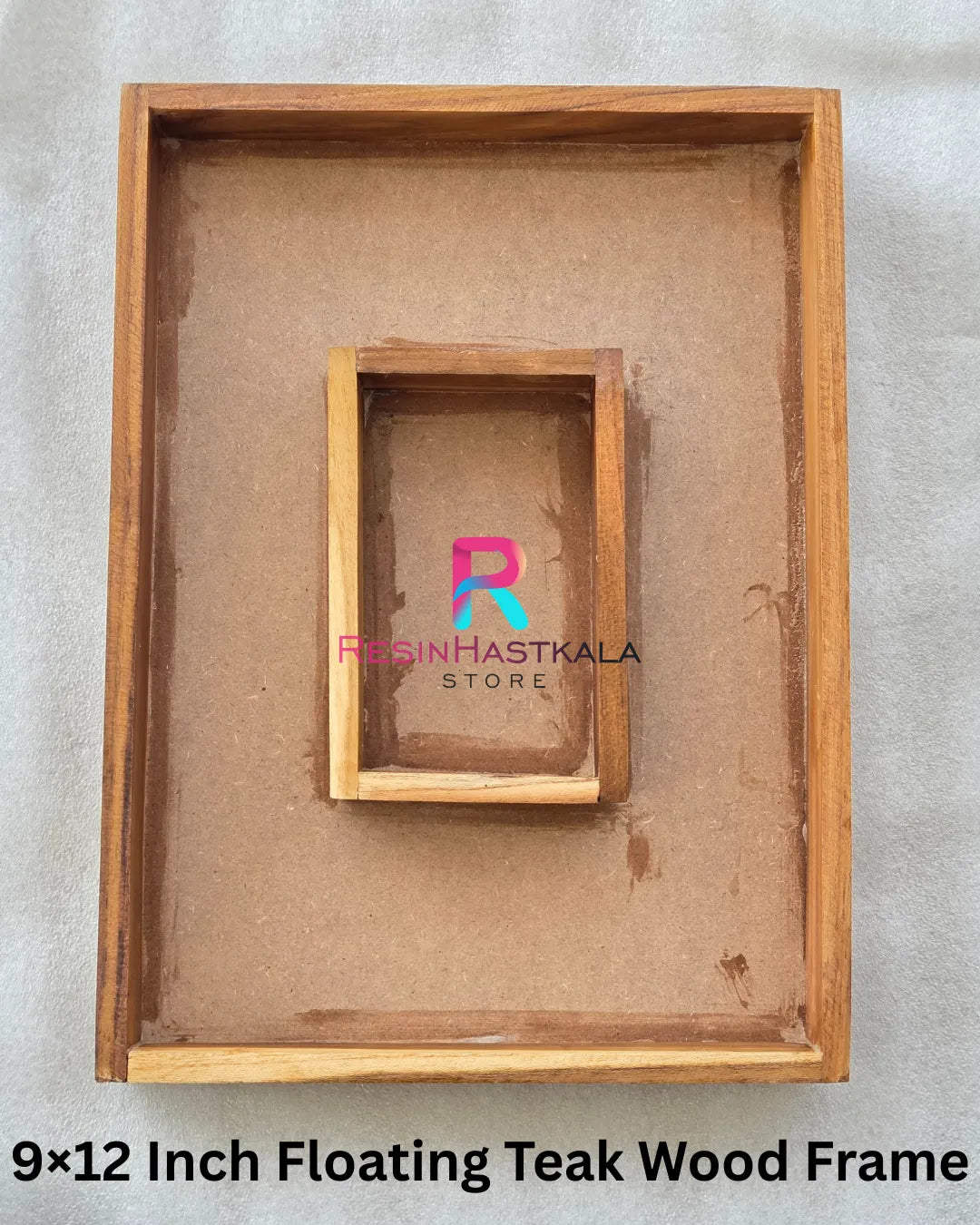 9×12 Inch Dual Box Teak Wood Floating Frame – Varmala Preservation
