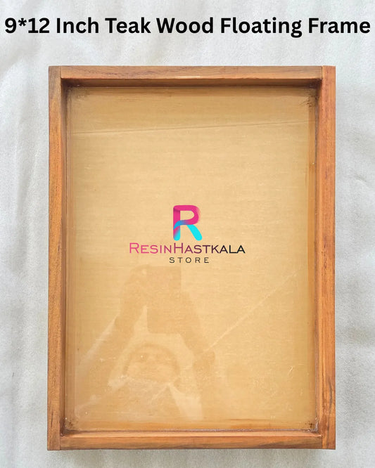 9×12 Inch Teak Wood Floating Frame with Acrylic Base – Varmala Preservation