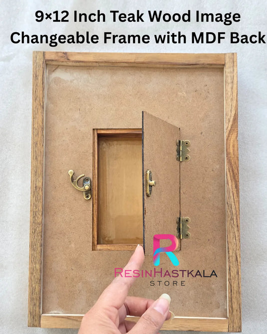 9×12 Inch Teak Wood Image Changeable Frame with MDF Back
