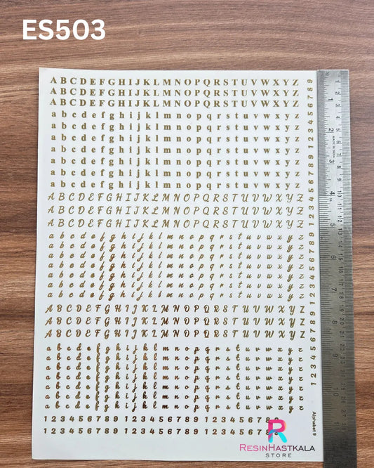 A4 Golden Embossed Sticker – ABCD / Alphabet Design (ES503)