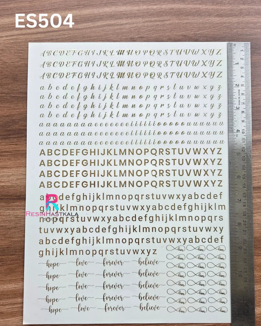 A4 Golden Embossed Sticker – ABCD / Alphabet Design (ES504)