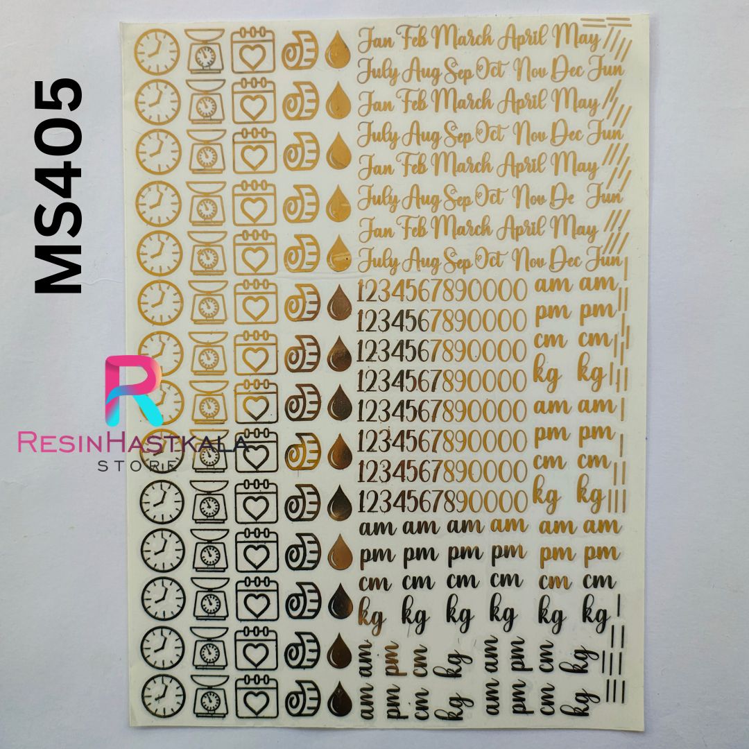 A4 Size Baby Details Metalic Sticker Sheet (MS405)