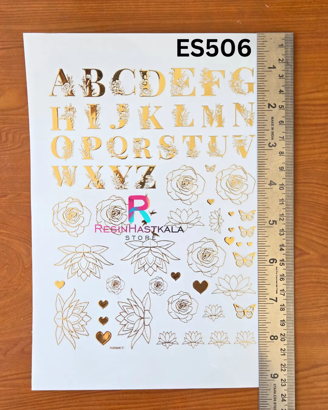 A5 Golden Embossed Sticker – ABCD / Alphabet Design (ES506)