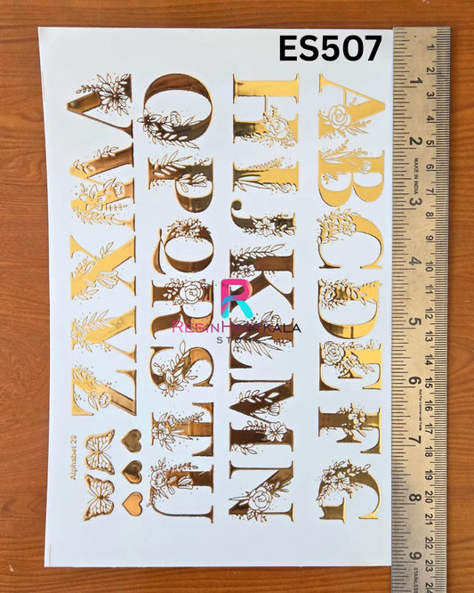 A5 Golden Embossed Sticker – ABCD / Alphabet Design (ES507)