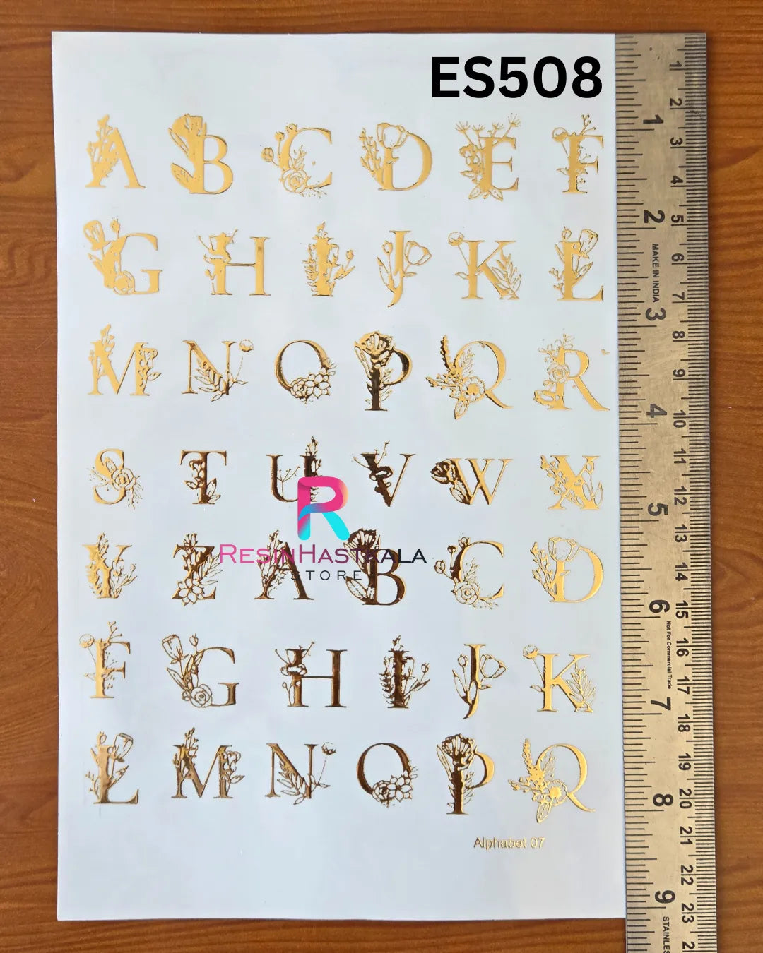 A5 Golden Embossed Sticker – ABCD / Alphabet Design (ES508)