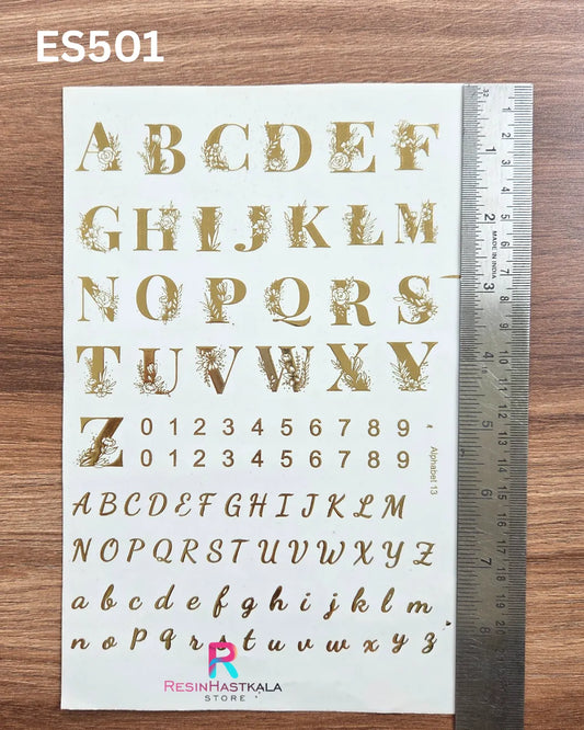 A6 Golden Embossed Sticker – ABCD / Alphabet Design (ES501)