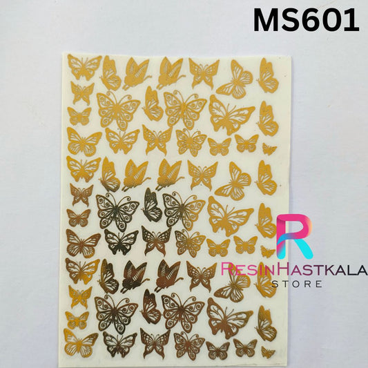 A6 Size Butterfly Metalic Sticker Sheet (MS601)