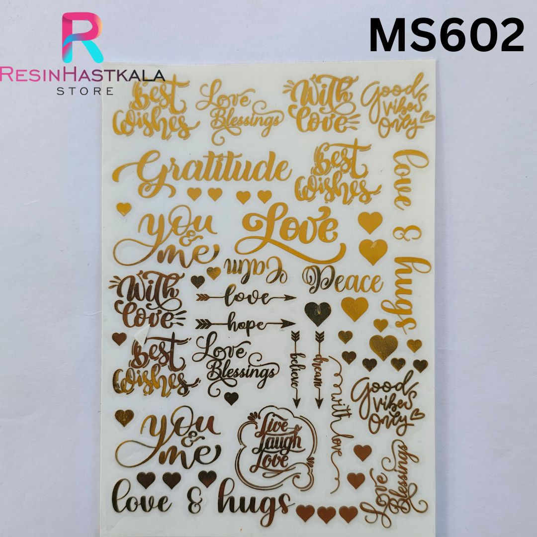 A6 Size Quotes/ Wish Metalic Sticker Sheet (MS602)