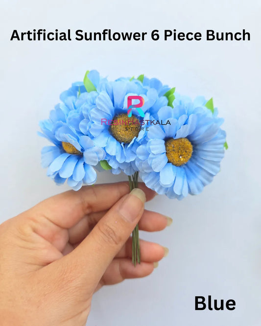 Artificial Sunflower 6 Piece Bunch - Blue