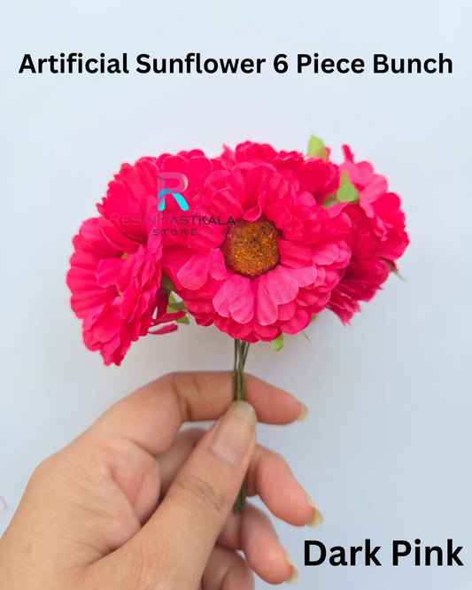 Artificial Sunflower 6 Piece Bunch - Dark Pink