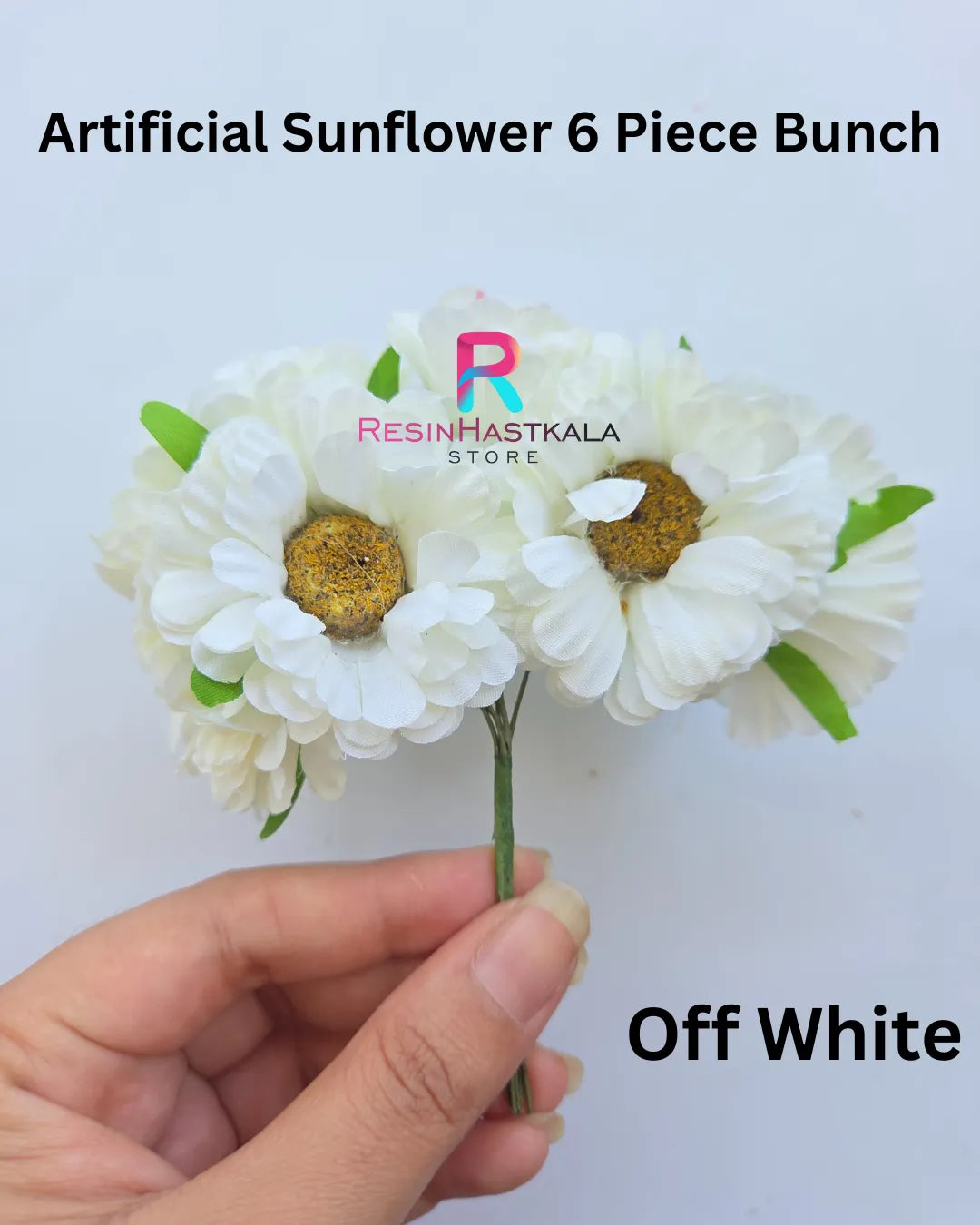 Artificial Sunflower 6 Piece Bunch - Off White