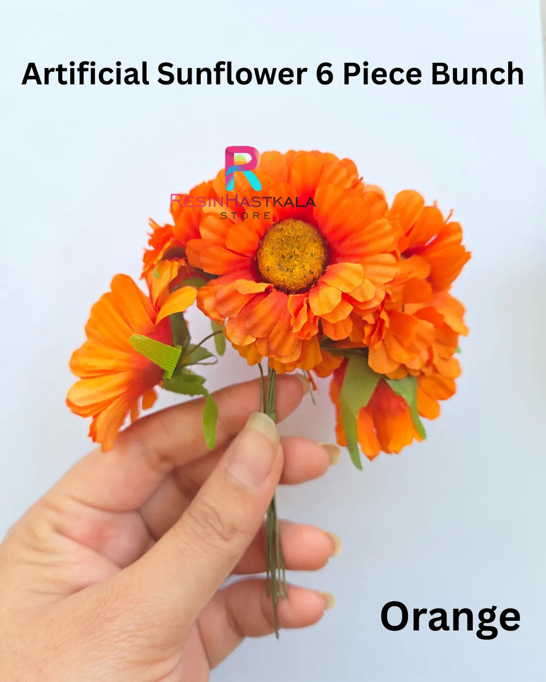 Artificial Sunflower 6 Piece Bunch - Orange
