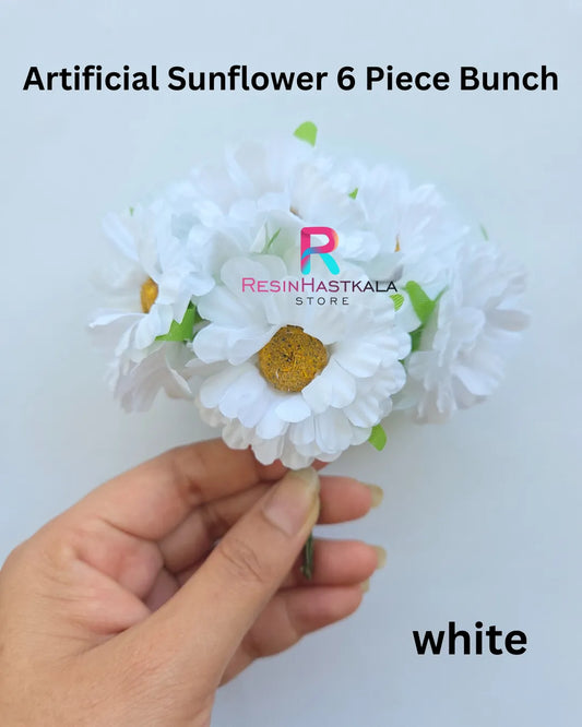 Artificial Sunflower 6 Piece Bunch - White