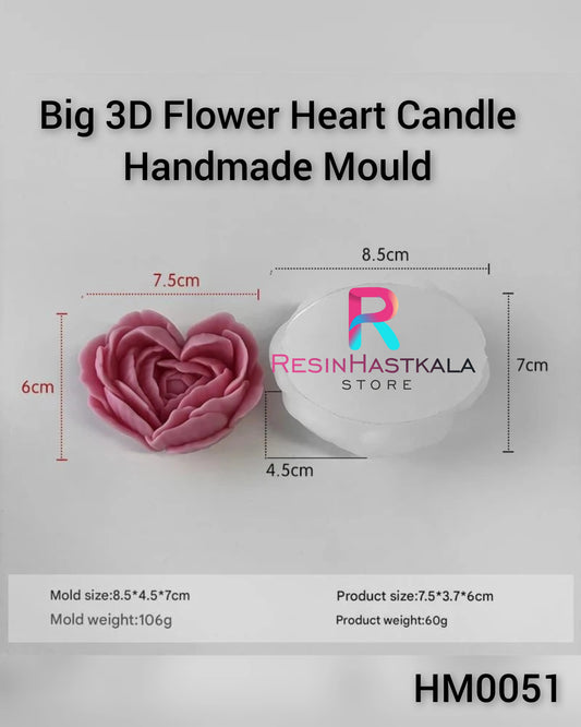 Big 3D Flower Heart Candle Handmade Mould