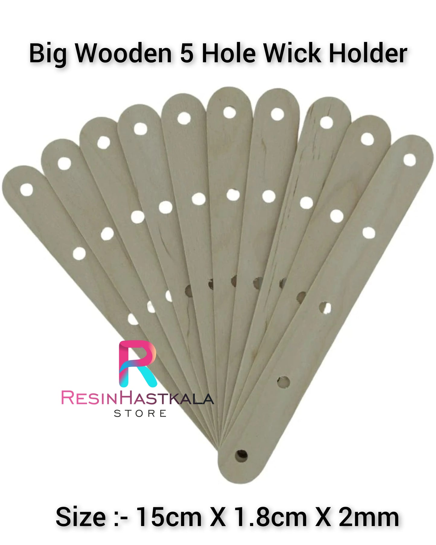Big Wooden 5 Hole Wick Holder (10 Piece)