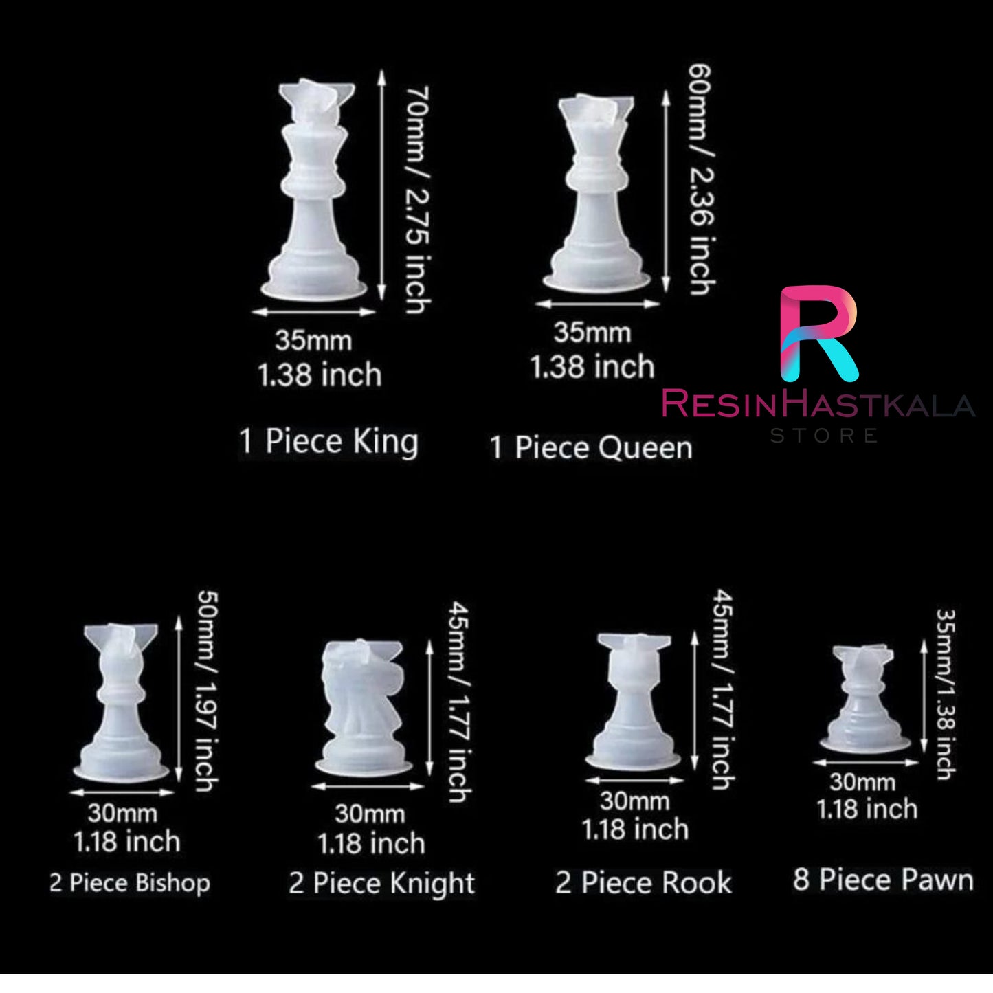 16 In 1 Chess Piece Mould With Board Mould