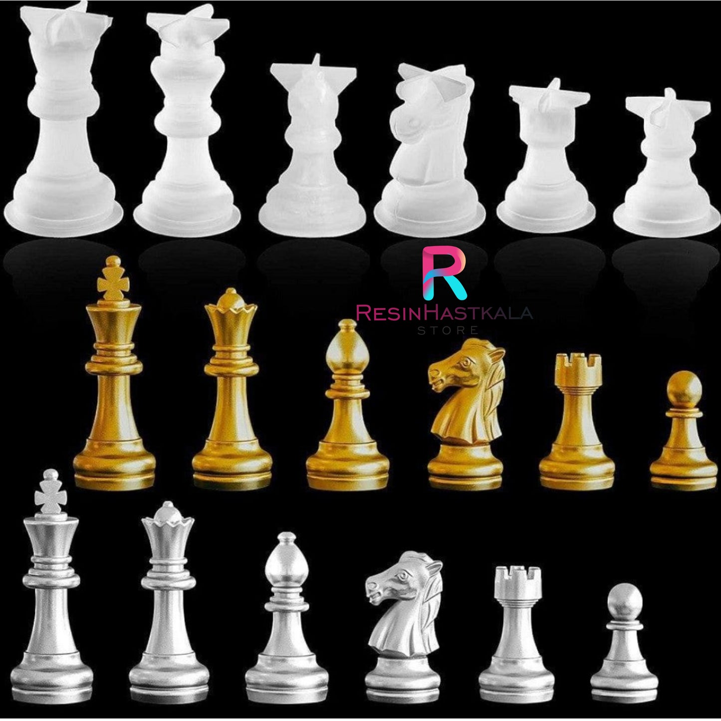 16 In 1 Chess Piece Mould With Board Mould