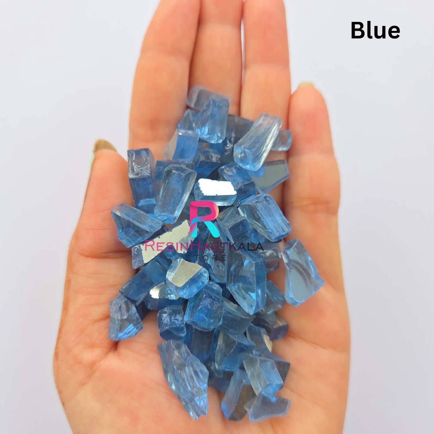 Blue Reflective Fire Pit Glass Stones