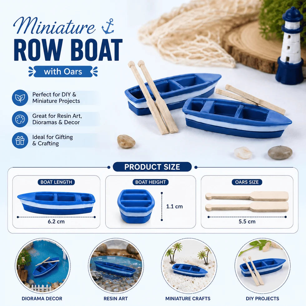 Boat with Oars Miniature – Set of 3 Pcs (2 Sets)