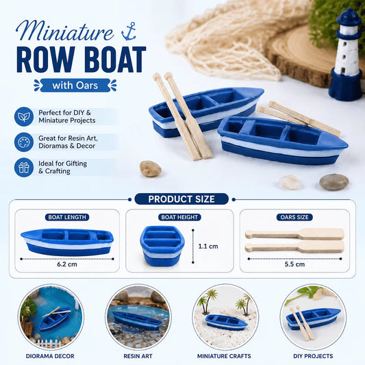 Boat with Oars Miniature – Set of 3 Pcs (2 Sets)