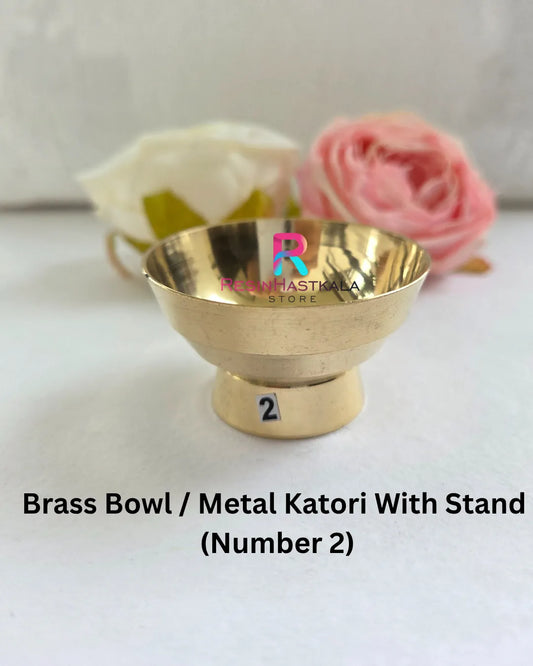 Brass Bowl / Metal Katori With Stand (Number 2)