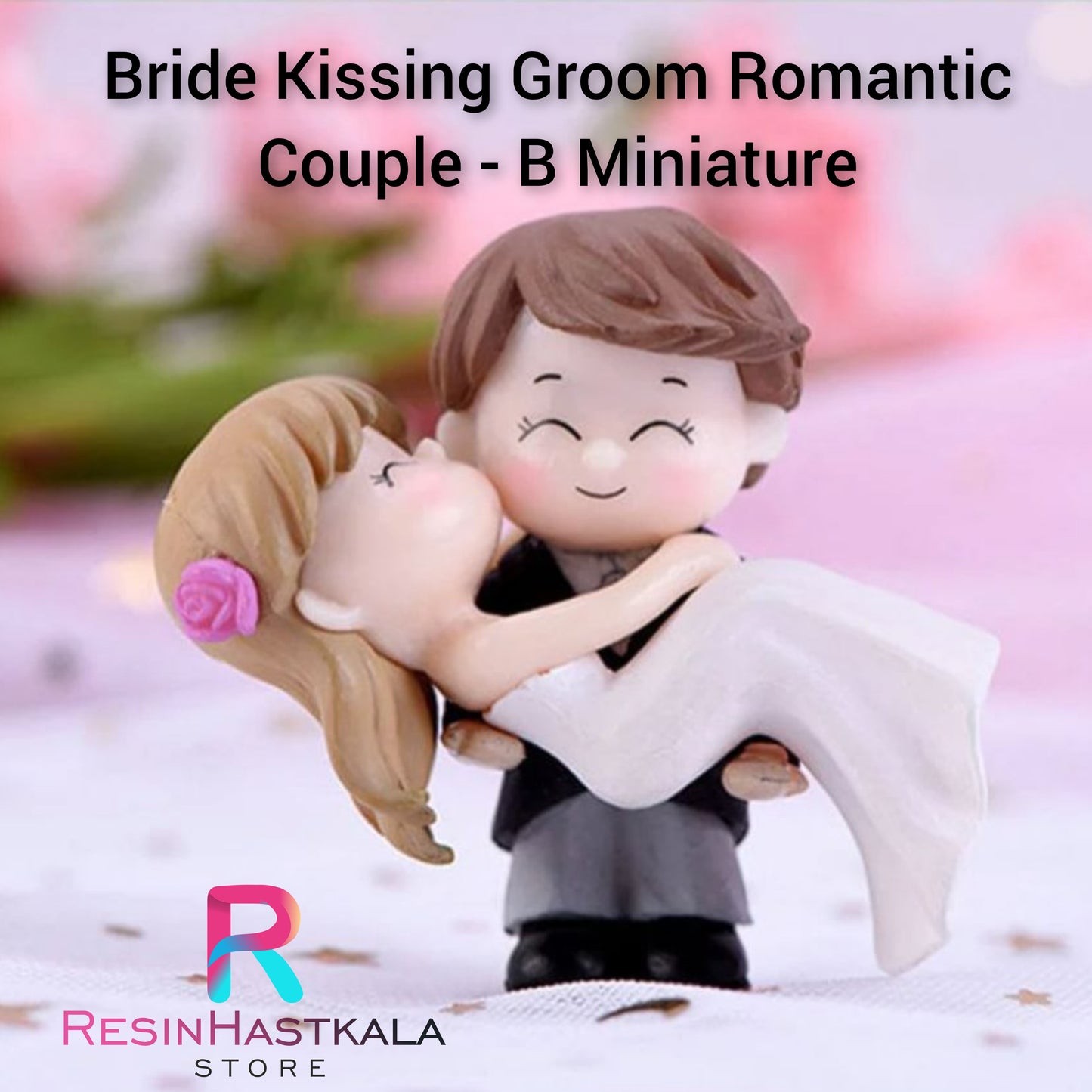 Bride Kissing Groom Romantic Couple - B Miniature