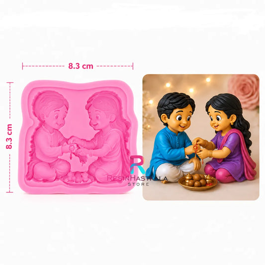Brother Sister Rakhi Mould for Resin Art, Rakhi Making & DIY Kit