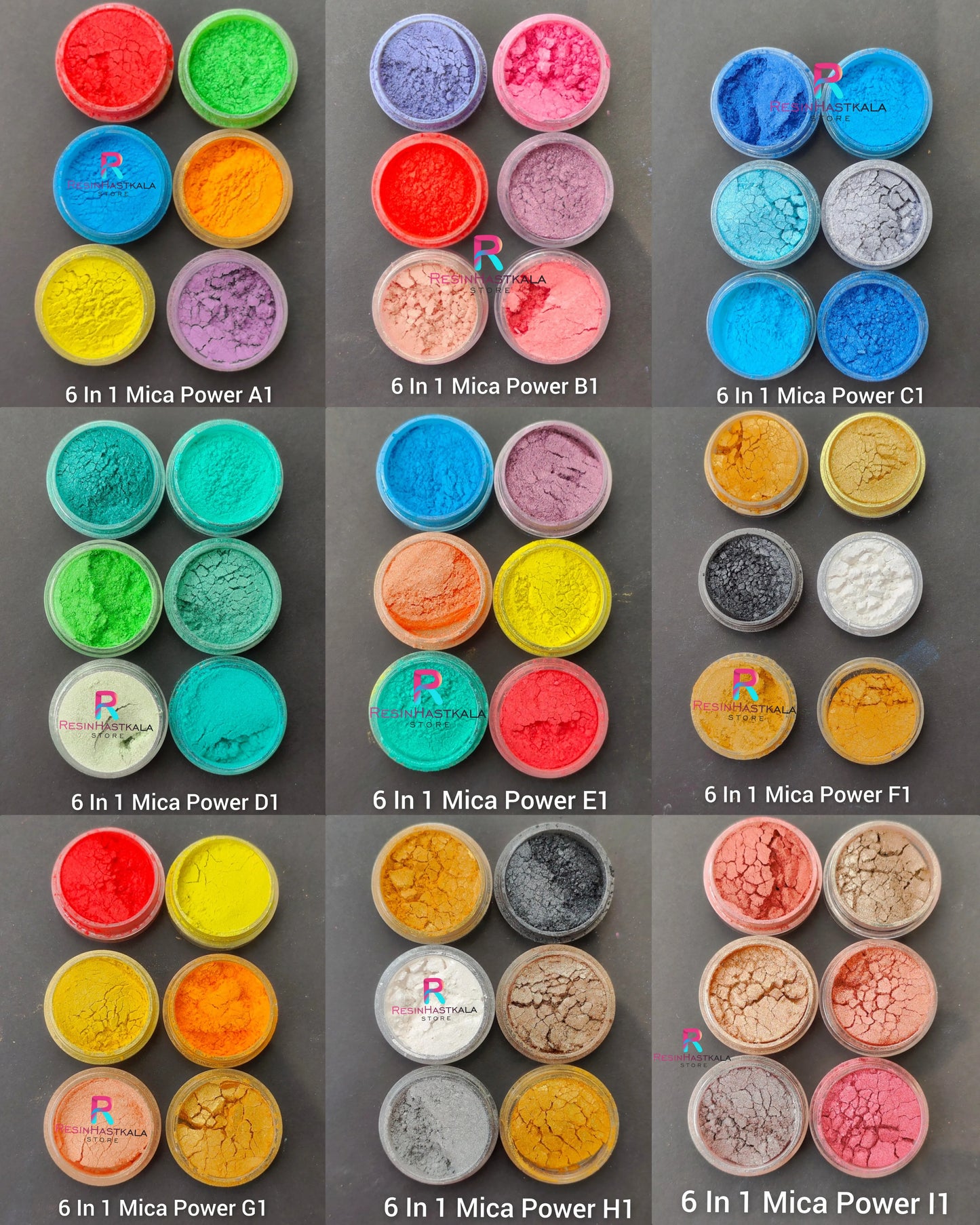 6 In 1 Pearl Mica Powder Combo | A1 to I1 | Shades (9 Sets)