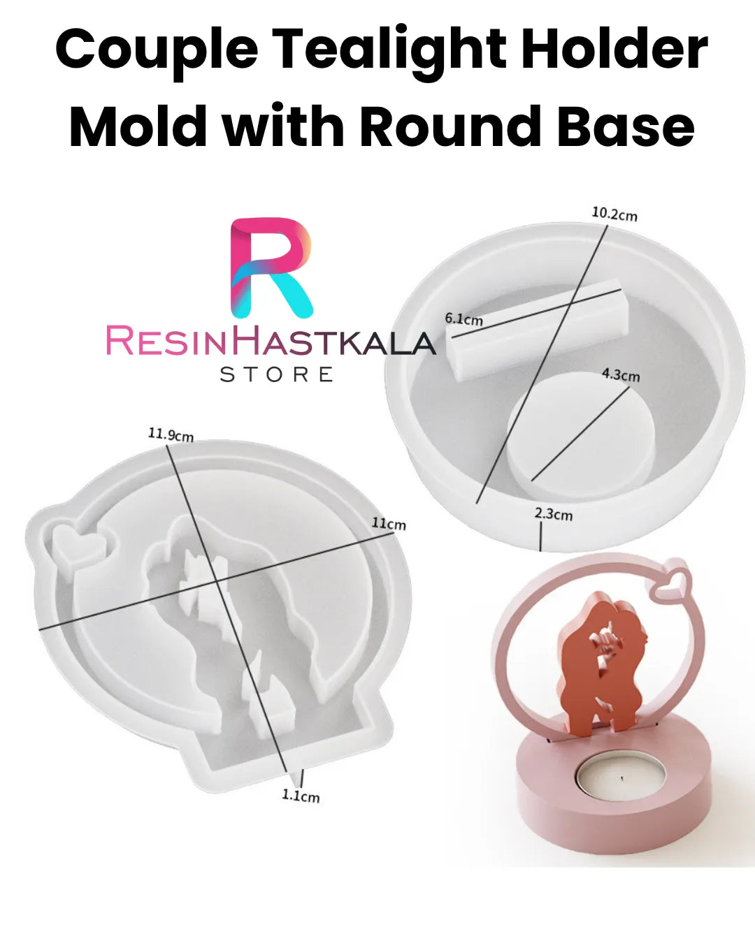 Couple Tealight Holder Mold with Round Base