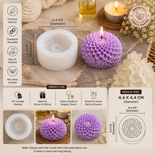 Chrysanthemum / Dahlia Flower Silicone Candle Mould – 3D Flower Shape