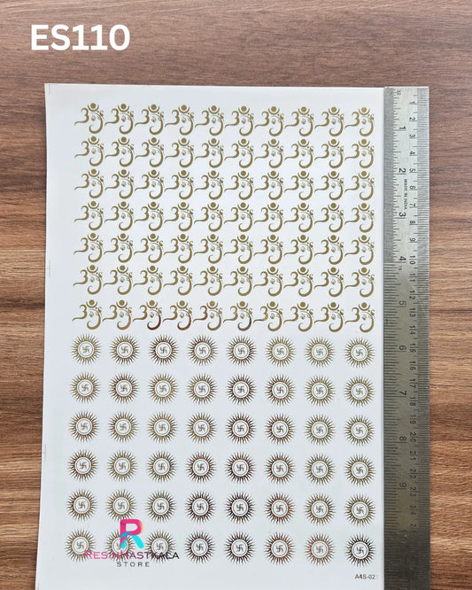 Diwali Golden Embossed Sticker – A4 Size (ES110)