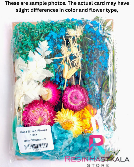 Dry Flower Sheet Card Packing Blue Theme - 2