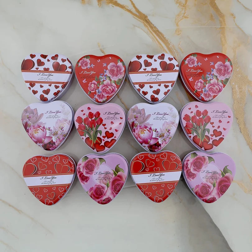 Heart Shape Love Message Empty Tin Jar – 1 Piece (Random Colour Only) Size - 7*7*3.5 Cm