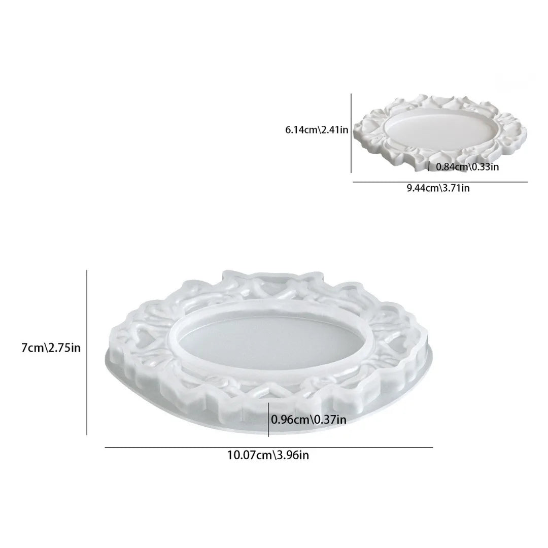 3.7 Inch Small European Style Embossed Tray Silicone Mould – A for DIY Resin, Concrete Art, Soap & Candle Making