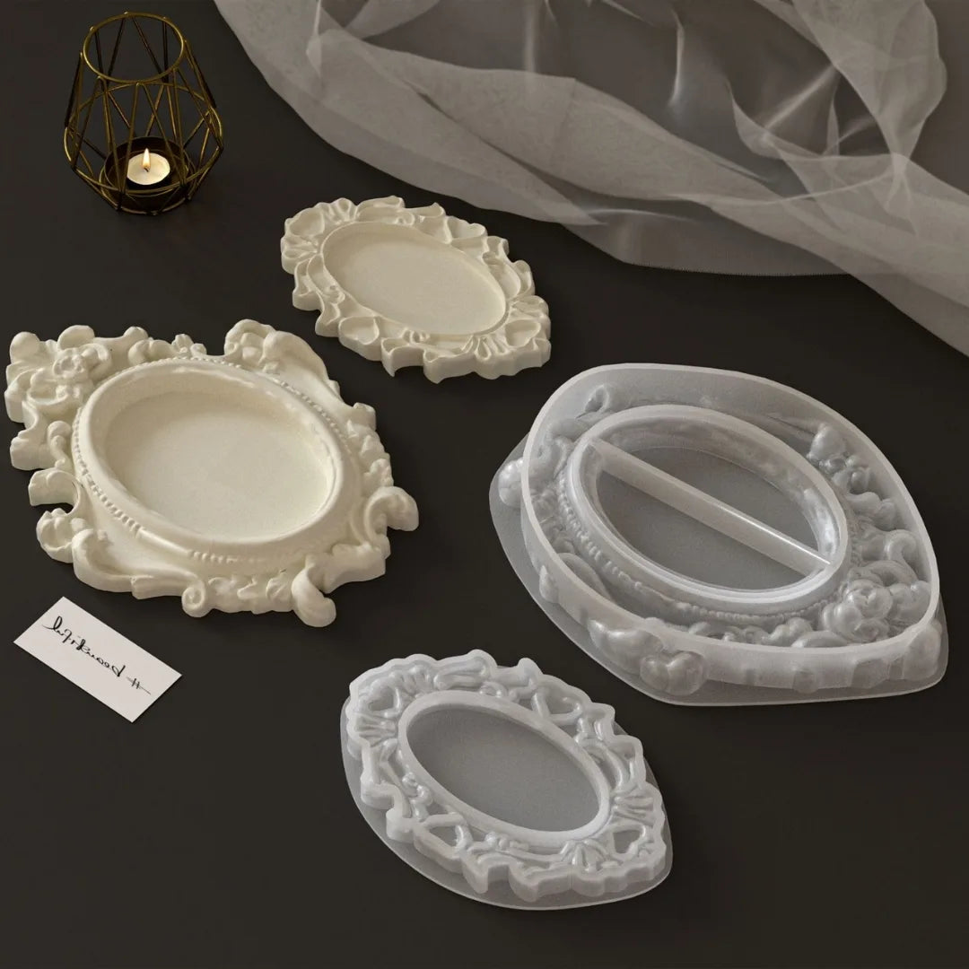 5.2 Inch Big European Style Embossed Tray Mould – B for DIY Resin, Concrete Art, Soap & Candle Making