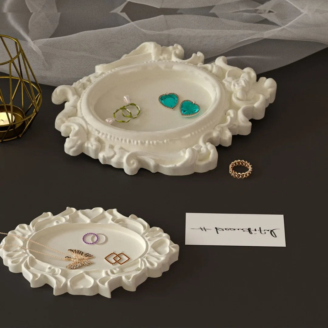 3.7 Inch Small European Style Embossed Tray Silicone Mould – A for DIY Resin, Concrete Art, Soap & Candle Making