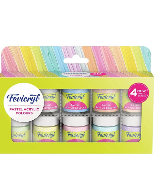Fevicryl Pastel Acrylic Colours | 10 Colours X 15 Ml
