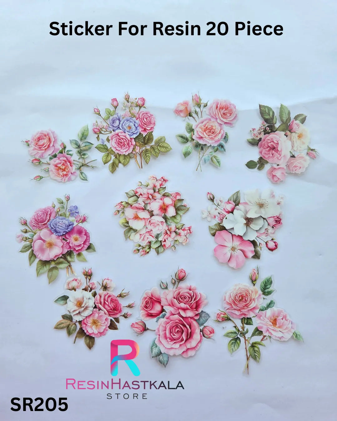 Flower Design Stickers for Resin – 20 Piece Set (SR205)