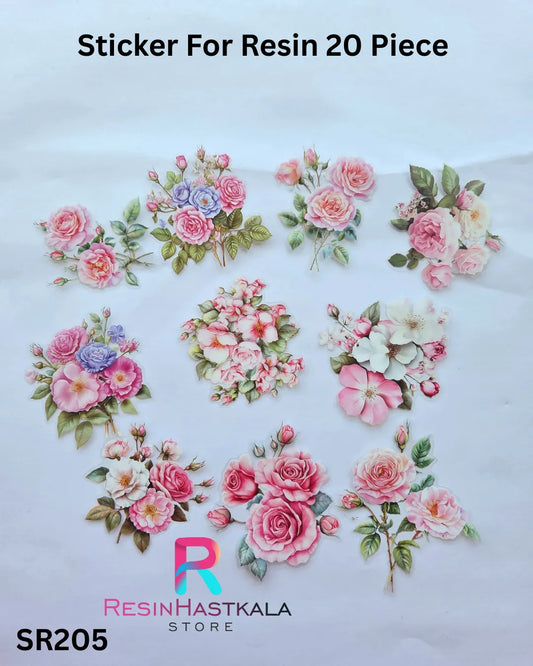 Flower Design Stickers for Resin – 20 Piece Set (SR205)