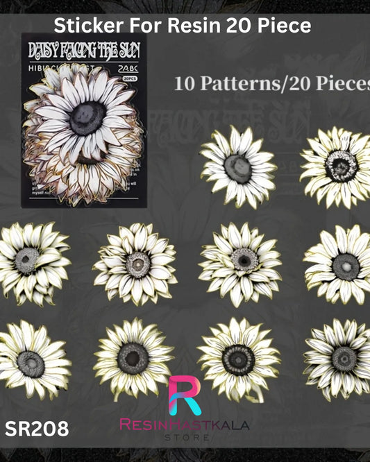 Flower Design Stickers for Resin – 20 Piece Set (SR208)