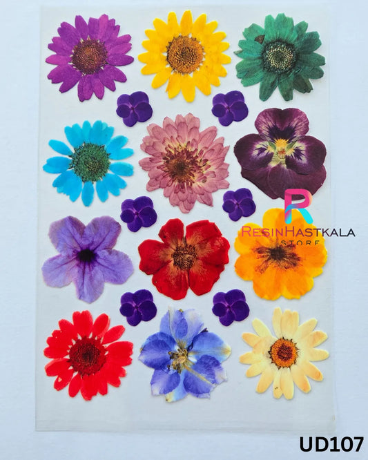Flower UV DTF Sticker for Resin Art – A6 Size (UD107)