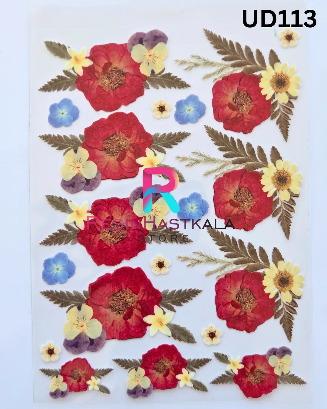 Flower UV DTF Sticker for Resin Art – A6 Size (UD113)