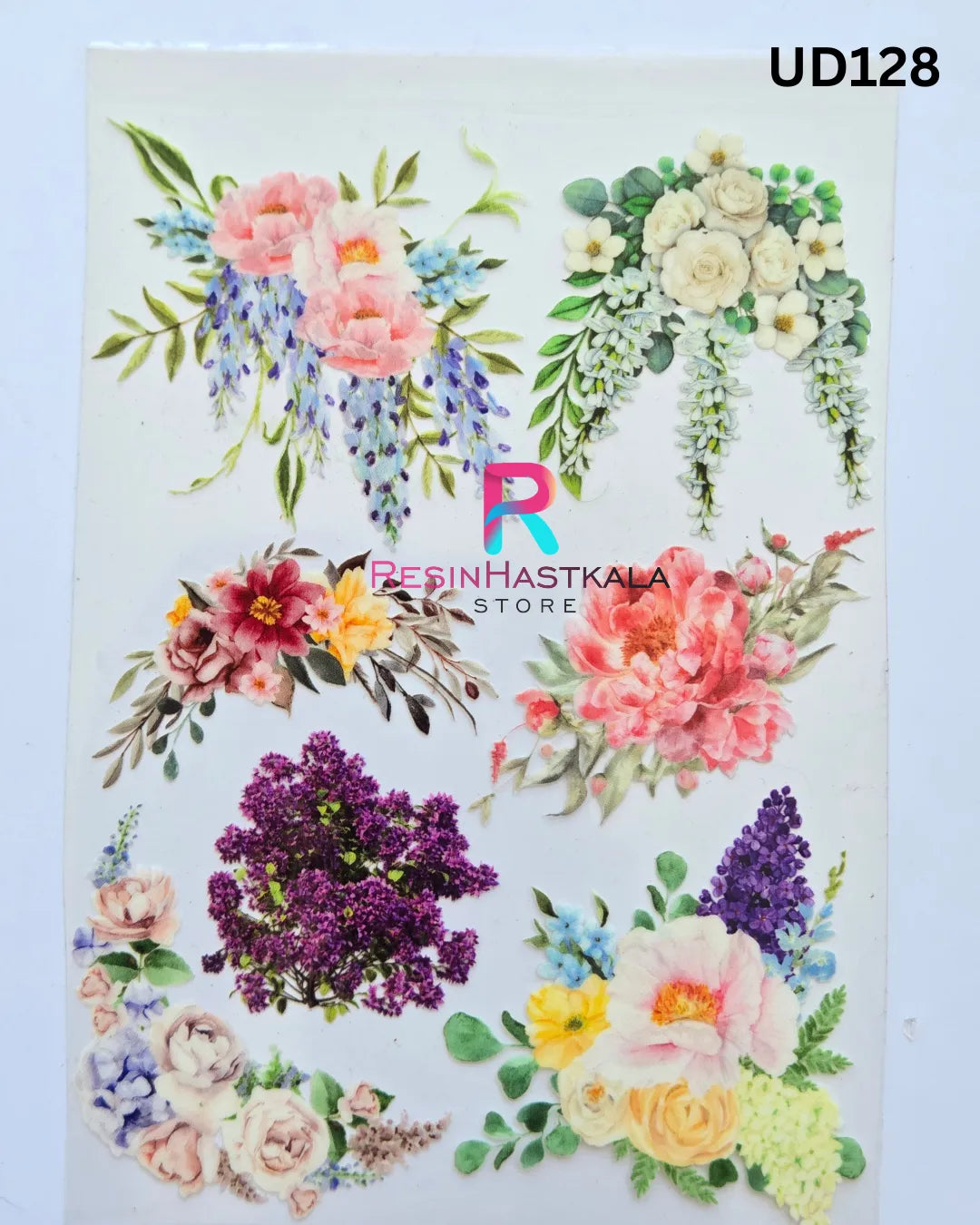 Flower UV DTF Sticker for Resin Art – A6 Size (UD128)
