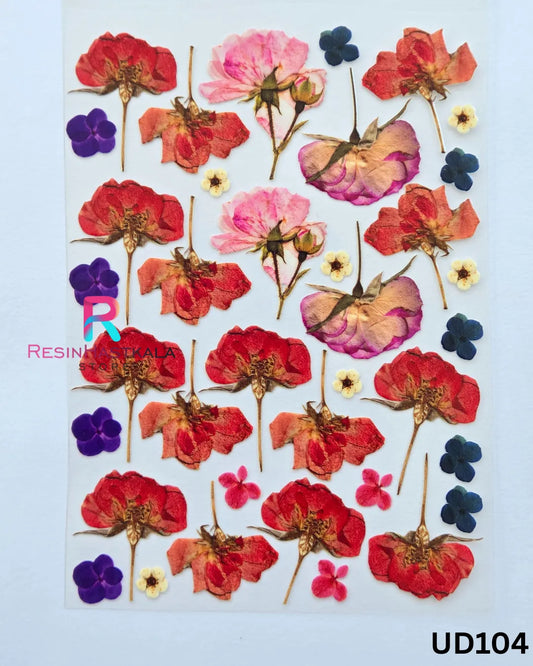 Flower UV DTF Sticker for Resin Art – A6 Size (UD104)