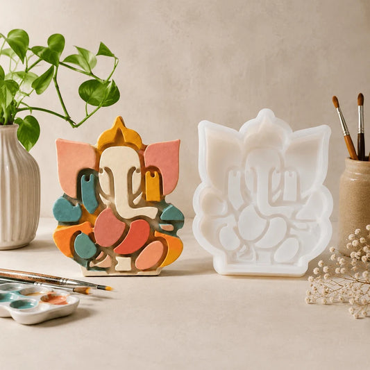 Ganesha / Ganpati Mosaic Silicone Mould – Approx. 6.5 × 6 × 2 CM