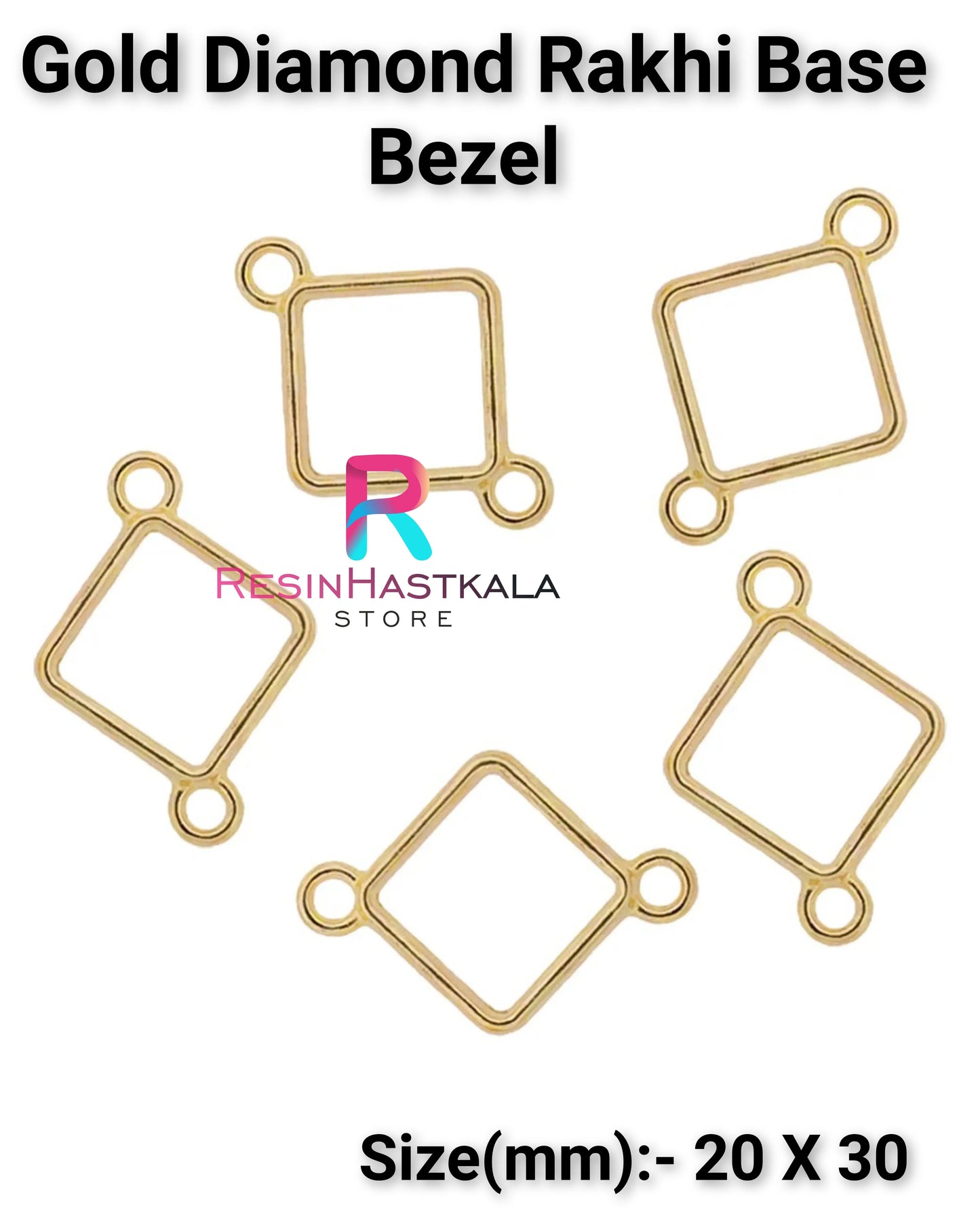 Gold Diamond Rakhi Base Bezel (5 Piece)