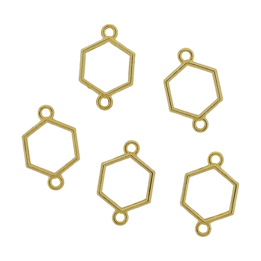 Gold Hexagon Rakhi Base Bezel (5 Pieces) (BZ231) – 19 × 30 mm