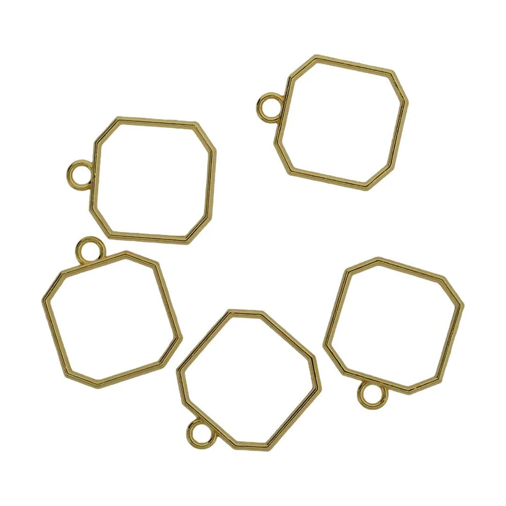 Gold Octagon Pendant Bezel Set (5 Piece)