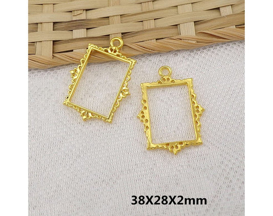 Gold Photo Frame A Pendant Bezel (1 Piece)